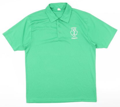 Awdis Mens Green  100% Polyester  Polo Size L Collared Pullover