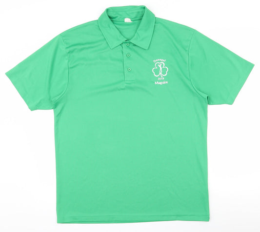 Awdis Mens Green  100% Polyester  Polo Size L Collared Pullover