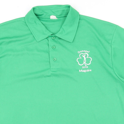 Awdis Mens Green  100% Polyester  Polo Size L Collared Pullover