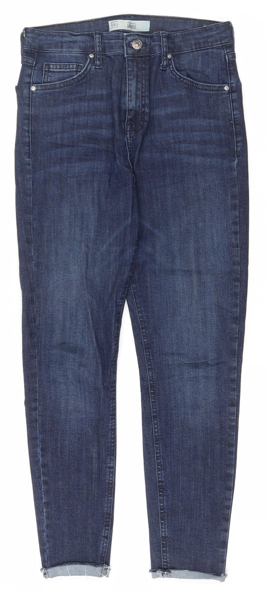 Topshop Womens Blue  Cotton Skinny Jeans Size 28 in L25 in Regular Zip