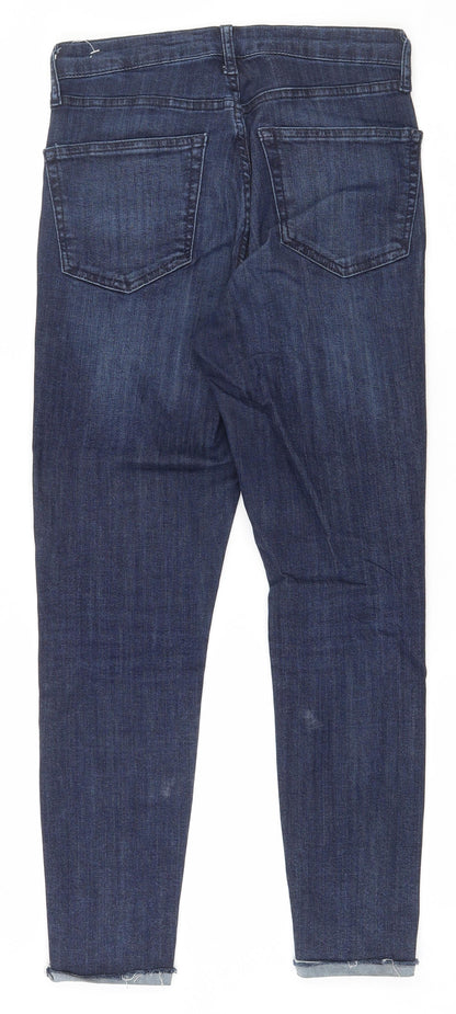 Topshop Womens Blue  Cotton Skinny Jeans Size 28 in L25 in Regular Zip
