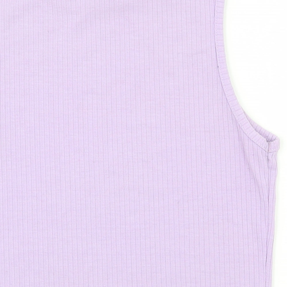 SheIn Womens Purple Houndstooth Cotton Basic Tank Size S Round Neck - Cropped