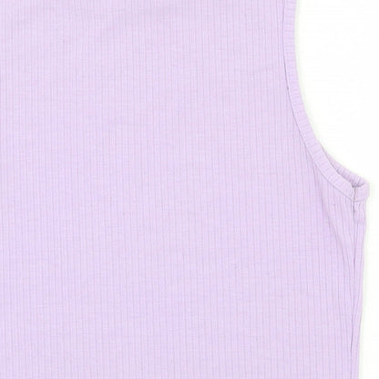 SheIn Womens Purple Houndstooth Cotton Basic Tank Size S Round Neck - Cropped