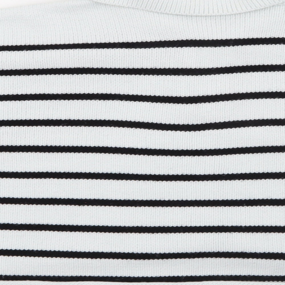 George Womens Blue Collared Striped Acrylic Pullover Jumper Size M