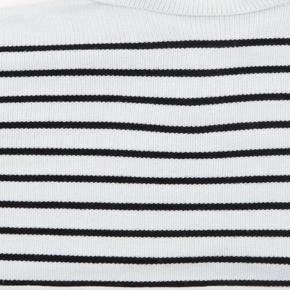 George Womens Blue Collared Striped Acrylic Pullover Jumper Size M