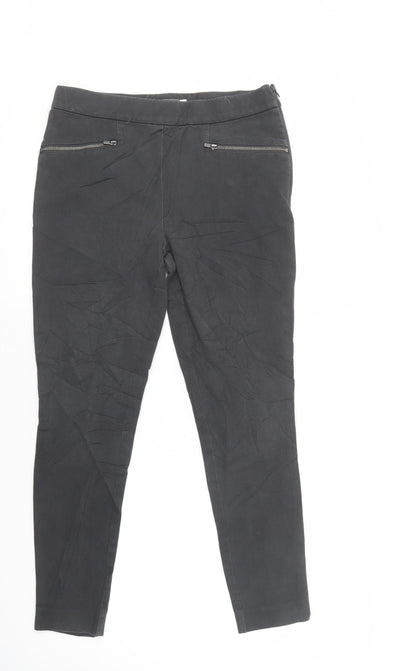 Mint Velvet Womens Grey  Cotton Jegging Trousers Size 8 L27 in Regular Zip