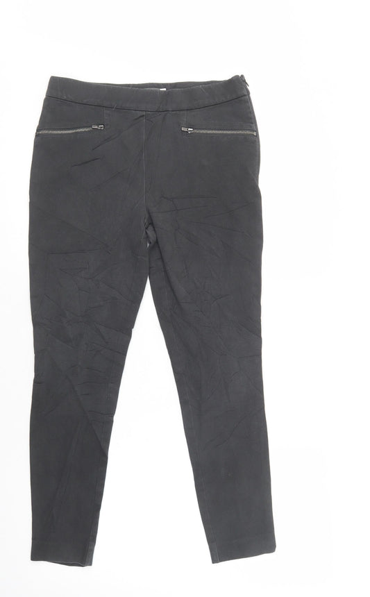 Mint Velvet Womens Grey  Cotton Jegging Trousers Size 8 L27 in Regular Zip