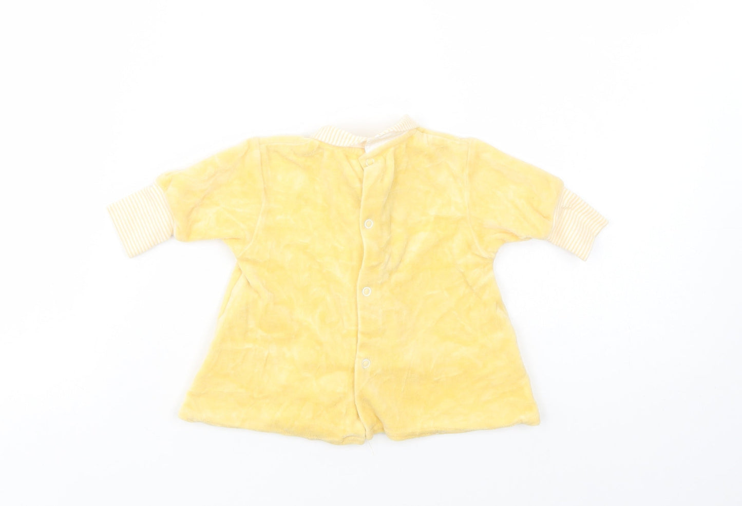 Sucre d'Orge Baby Yellow  Cotton Tunic Blouse Size 0-3 Months Collared Snap - Cat and Mice