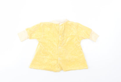Sucre d'Orge Baby Yellow  Cotton Tunic Blouse Size 0-3 Months Collared Snap - Cat and Mice