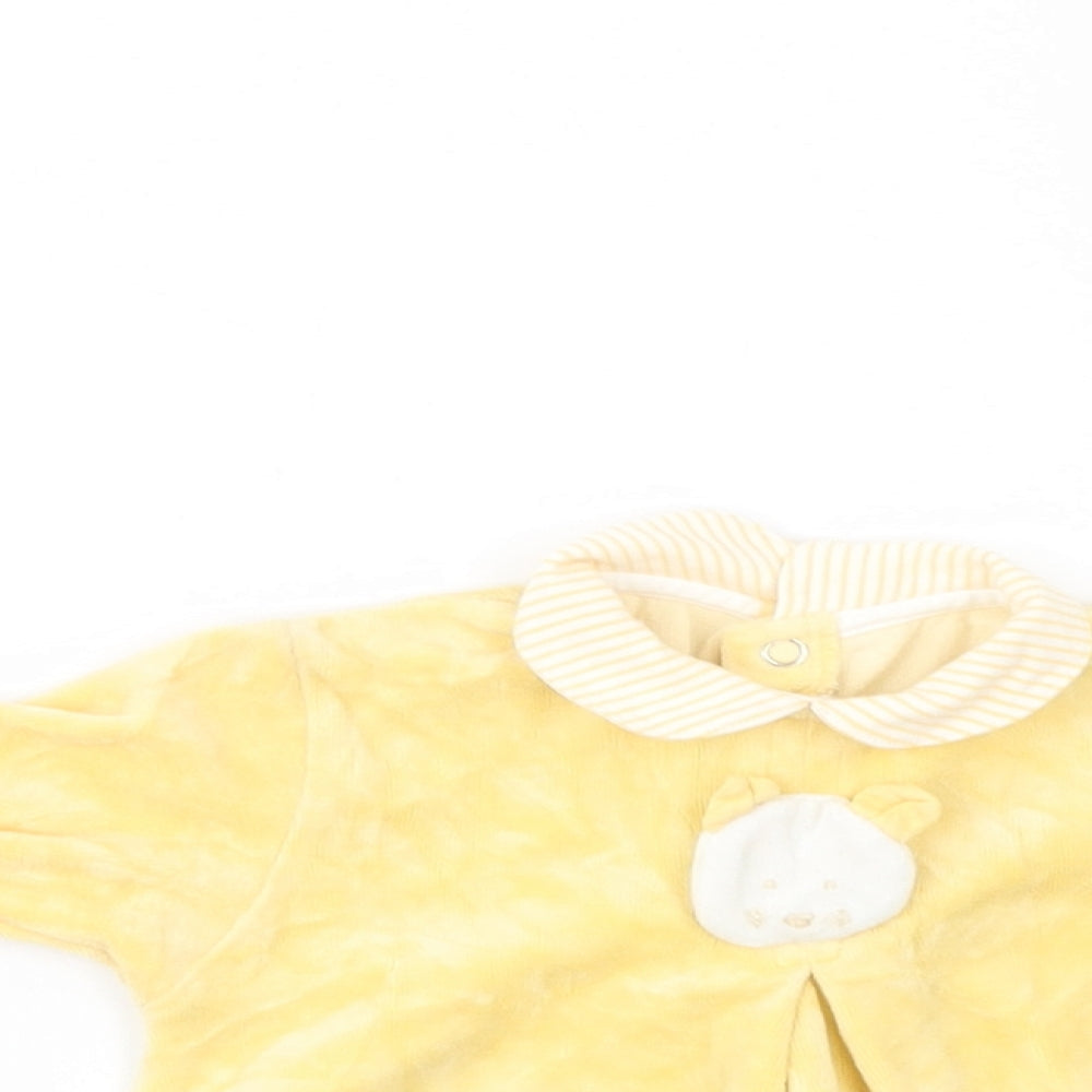Sucre d'Orge Baby Yellow  Cotton Tunic Blouse Size 0-3 Months Collared Snap - Cat and Mice