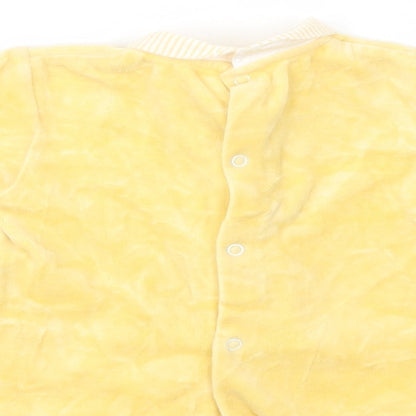 Sucre d'Orge Baby Yellow  Cotton Tunic Blouse Size 0-3 Months Collared Snap - Cat and Mice