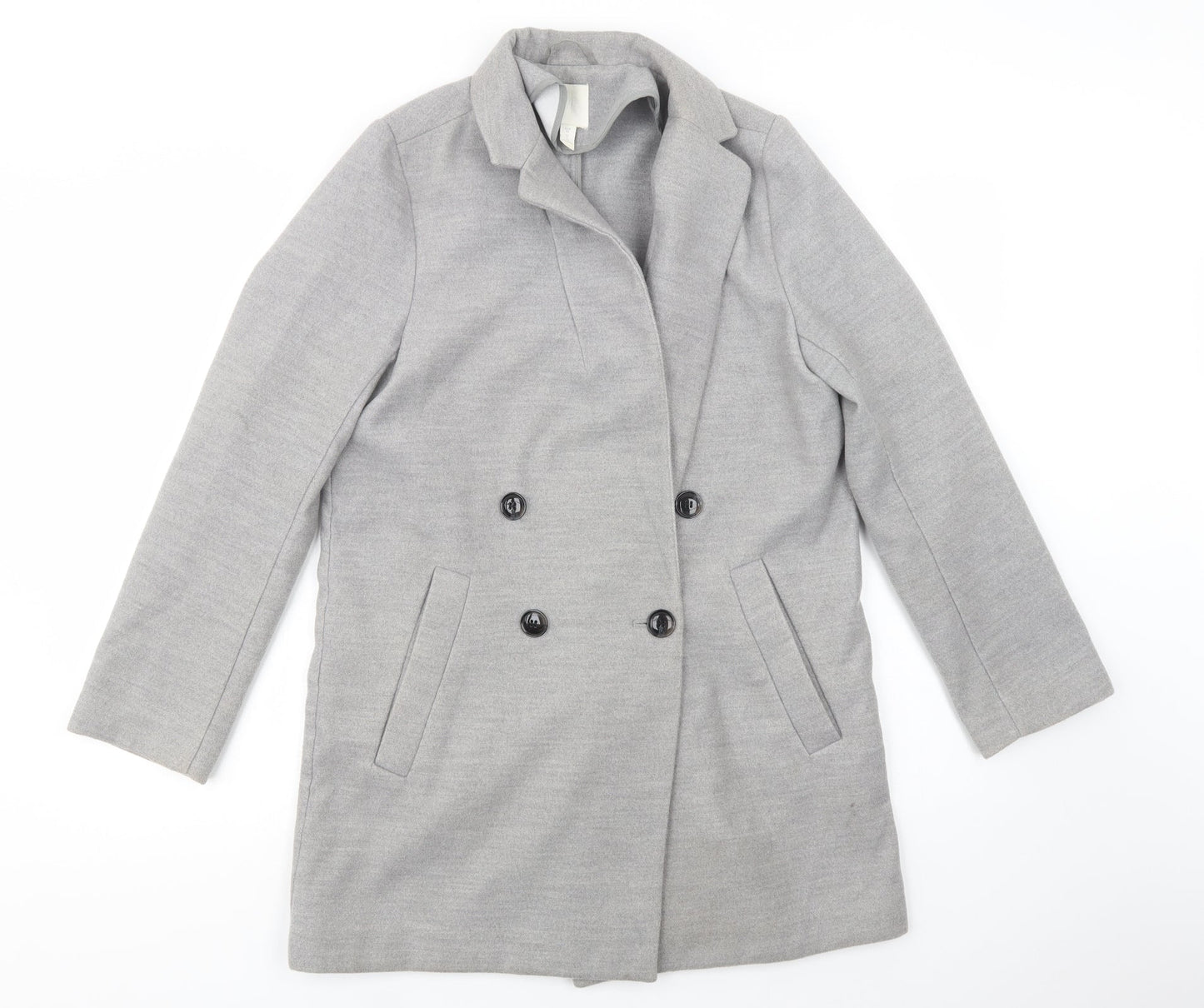 Womens UK Size 8 H&M Grey Pea Coat