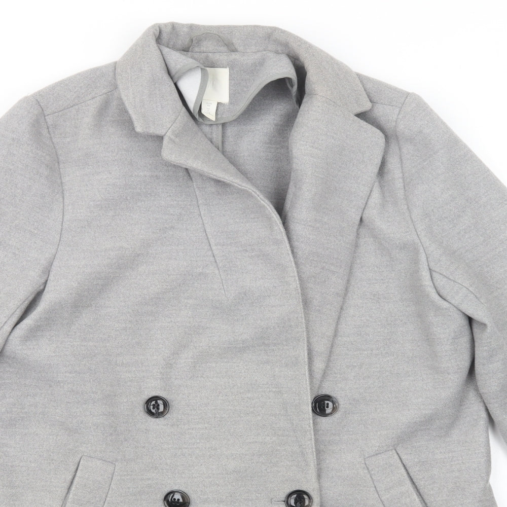 Womens UK Size 8 H&M Grey Pea Coat