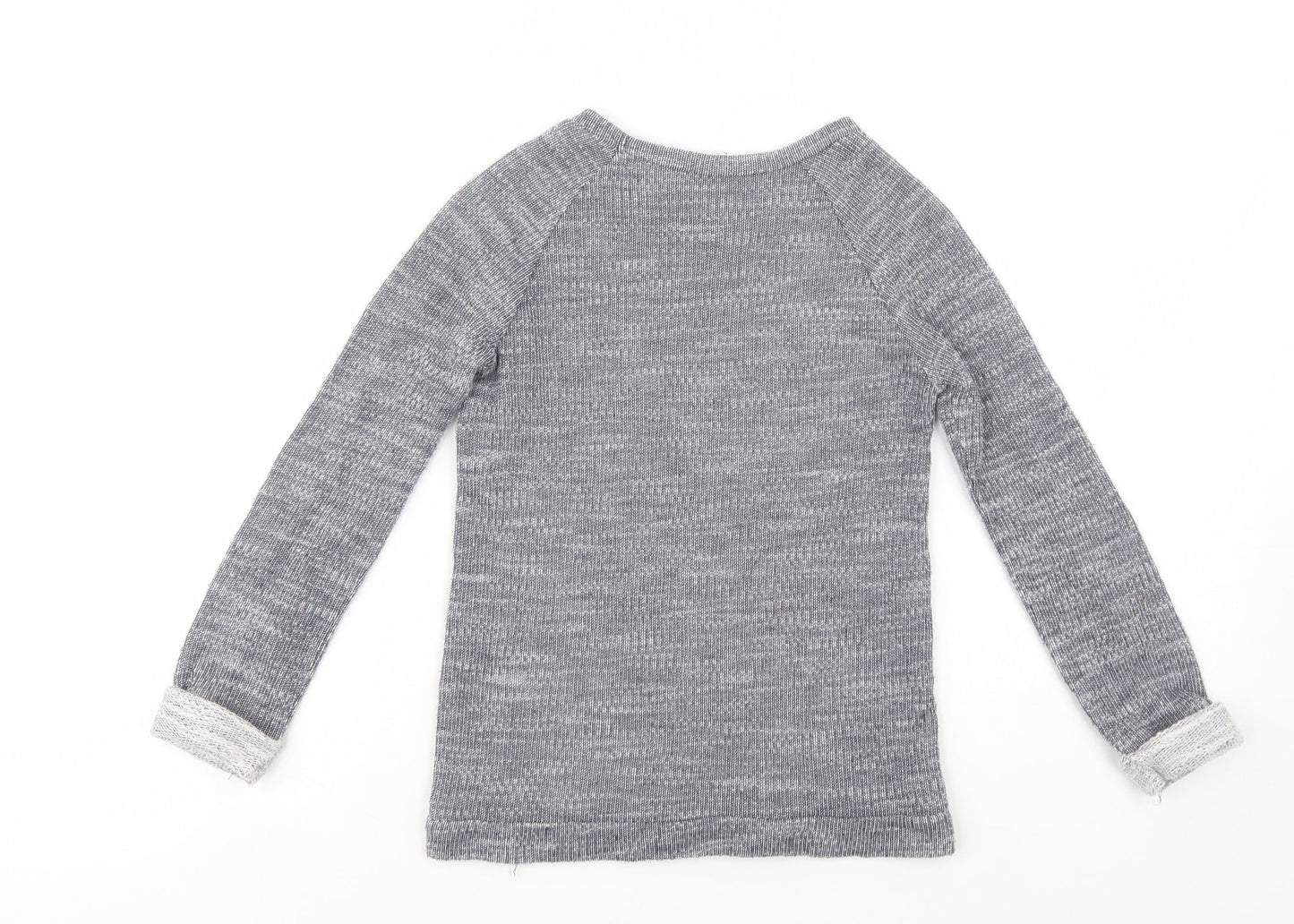 Matalan Girls Grey Crew Neck  Cotton Pullover Jumper Size 6-7 Years  Pullover - Lace Detail