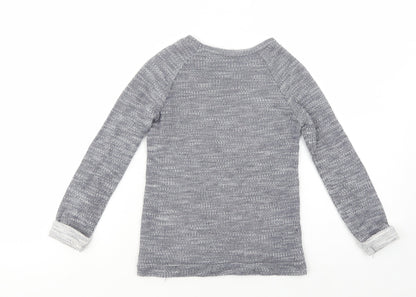Matalan Girls Grey Crew Neck  Cotton Pullover Jumper Size 6-7 Years  Pullover - Lace Detail