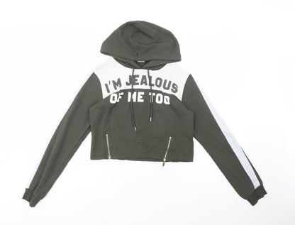 Select Womens Green  Cotton Pullover Hoodie Size 8  Pullover - Jealous Of Me