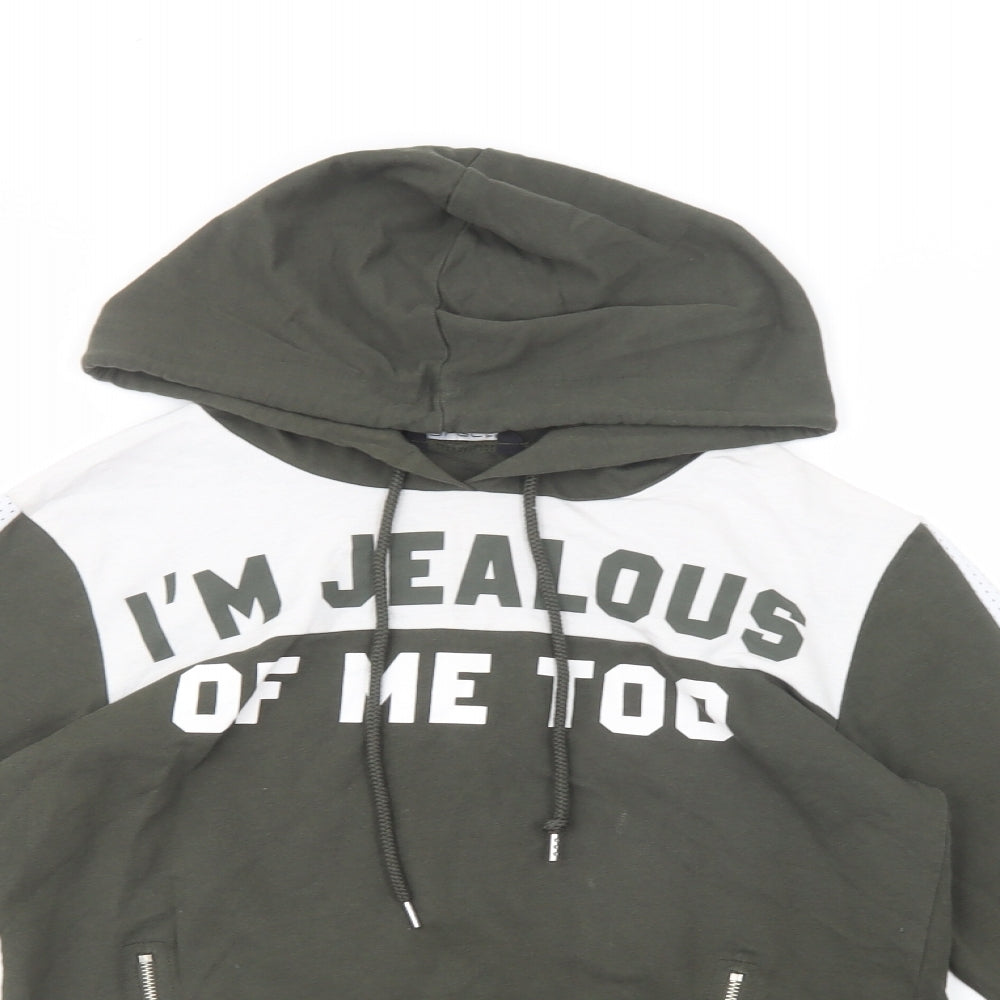 Select Womens Green  Cotton Pullover Hoodie Size 8  Pullover - Jealous Of Me