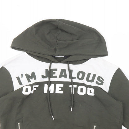 Select Womens Green  Cotton Pullover Hoodie Size 8  Pullover - Jealous Of Me
