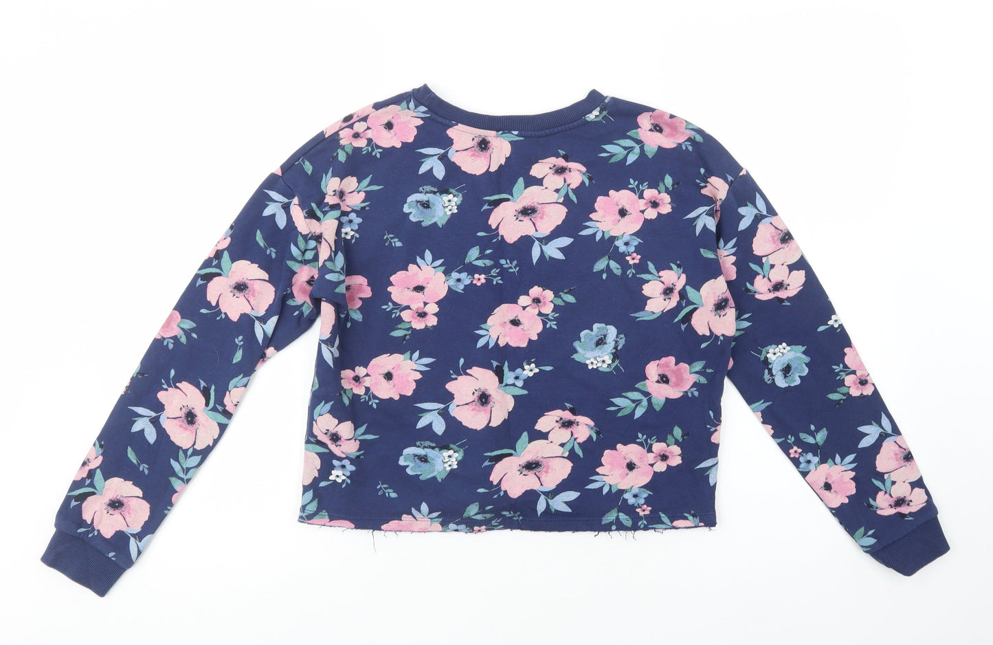H&M Girls Blue Floral Cotton Pullover Sweatshirt Size 12-13 Years  Pullover - We Are The Future