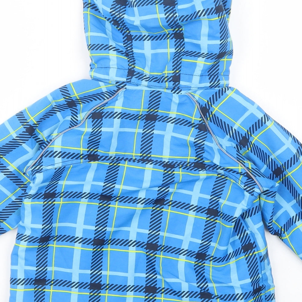 name it Boys Blue Plaid  Windbreaker Jacket Size 6 Years  Zip