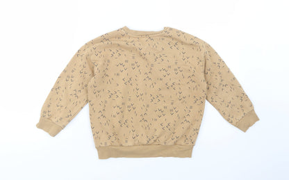George Boys Beige Geometric Cotton Pullover Sweatshirt Size 5-6 Years  Pullover