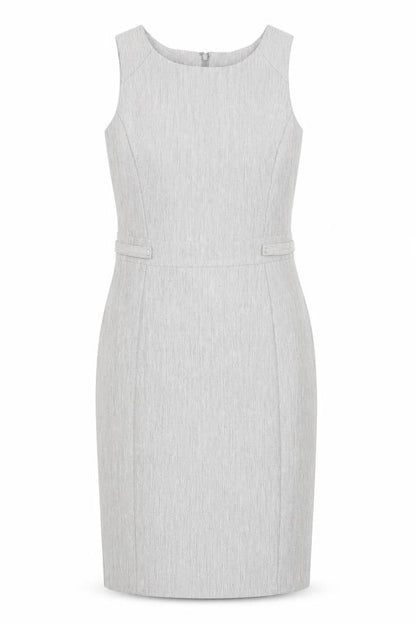 Front view of Primark women’s grey polyester pencil dress, size UK 4, boat neck zip