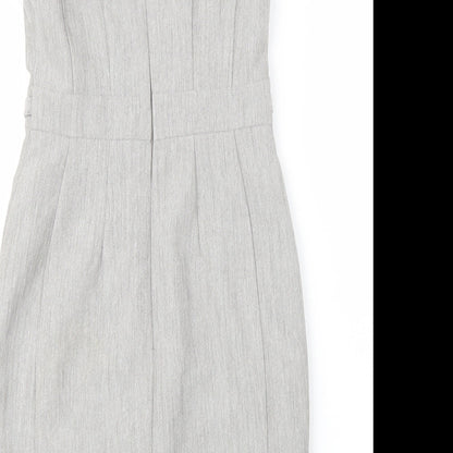 Primark Womens Grey  Polyester Pencil Dress  Size 4  Boat Neck Zip
