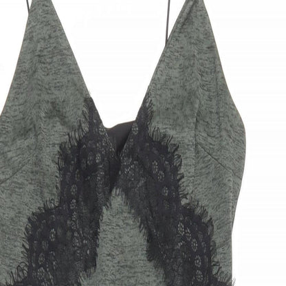 Topshop Womens Green  Polyester Slip Dress  Size 10  V-Neck Pullover - Lace Detail