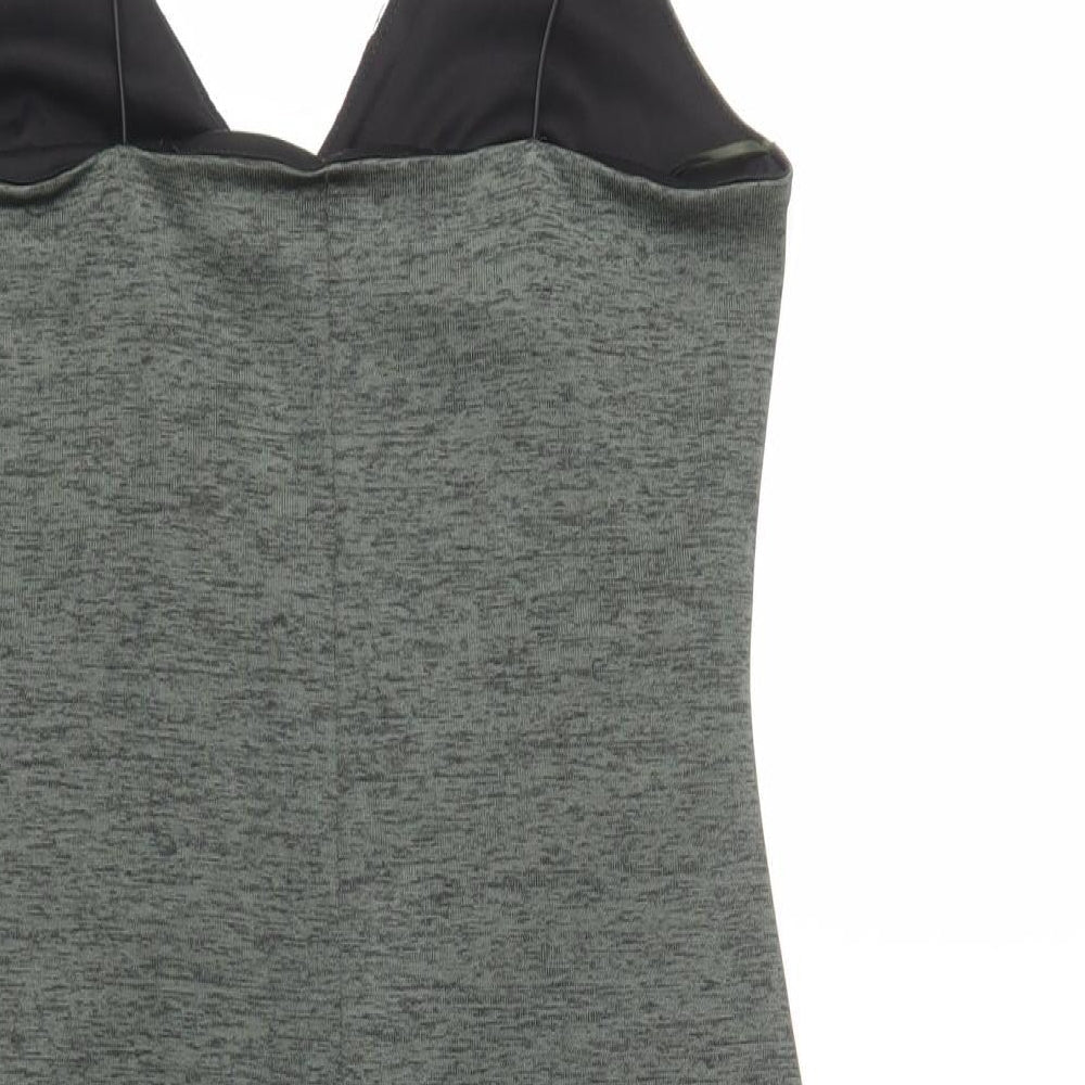 Topshop Womens Green  Polyester Slip Dress  Size 10  V-Neck Pullover - Lace Detail