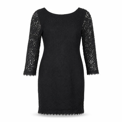 Front view of Atmosphere women’s black cotton pencil dress, size UK 8, boat neck pullover