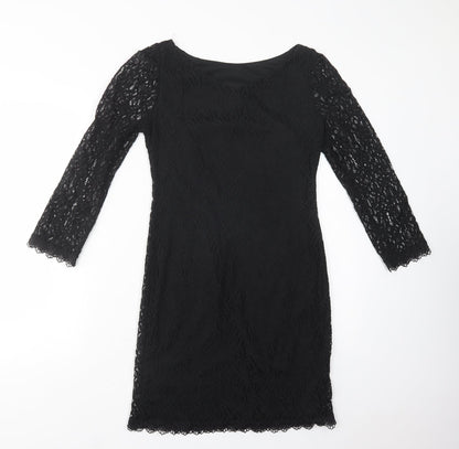 Atmosphere Womens Black  Cotton Pencil Dress  Size 8  Boat Neck Pullover