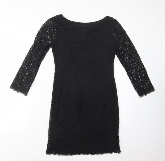 Atmosphere Womens Black  Cotton Pencil Dress  Size 8  Boat Neck Pullover