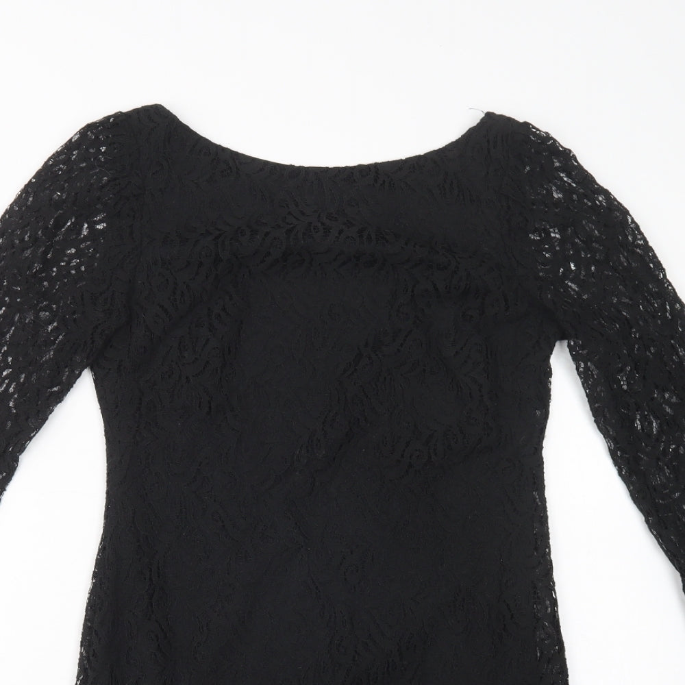 Atmosphere Womens Black  Cotton Pencil Dress  Size 8  Boat Neck Pullover
