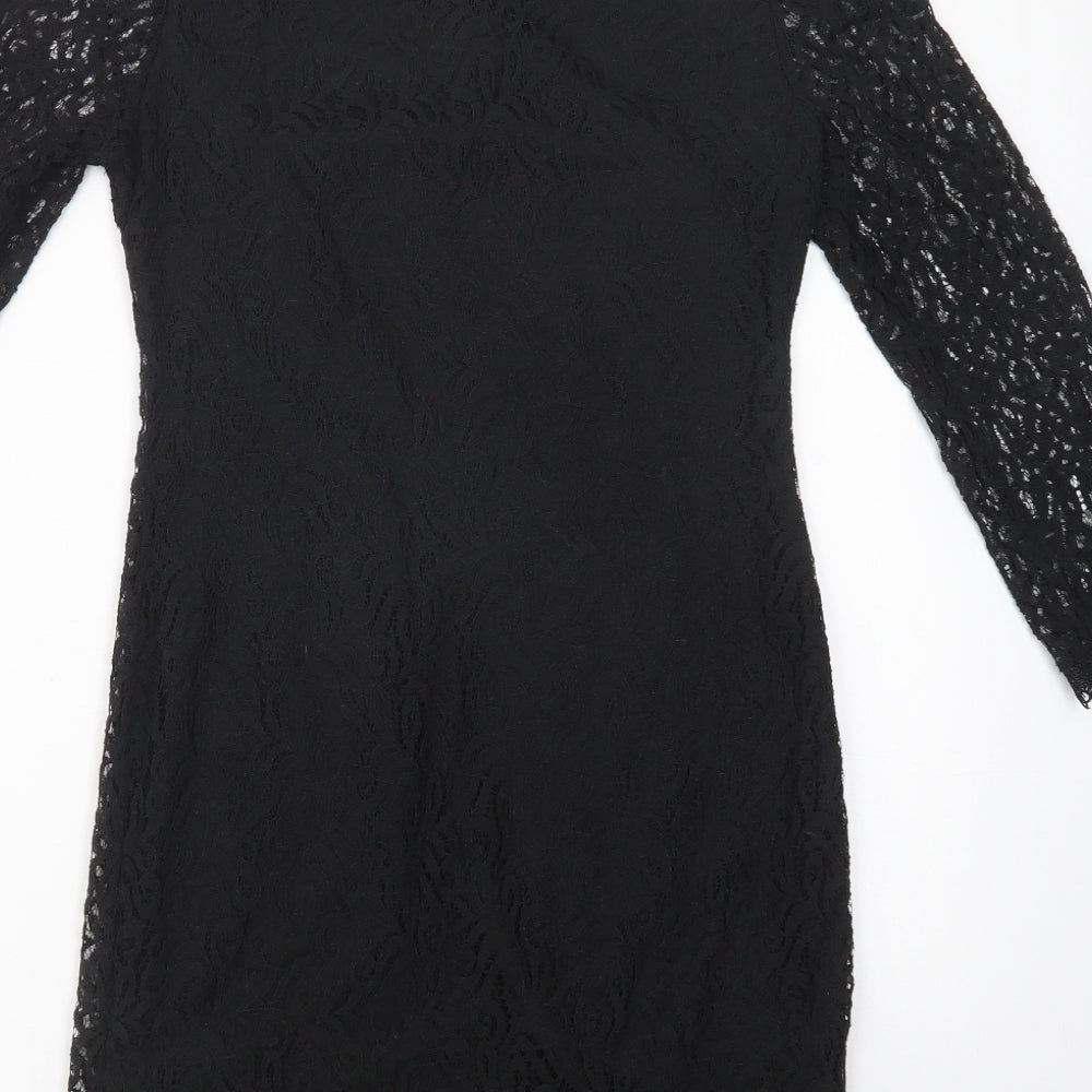 Atmosphere Womens Black  Cotton Pencil Dress  Size 8  Boat Neck Pullover