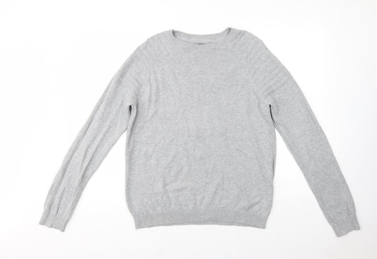 River Island Mens Grey Crew Neck  Cotton Pullover Jumper Size M
