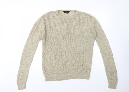 Cedarwood State Mens Beige Crew Neck  Acrylic Pullover Jumper Size S