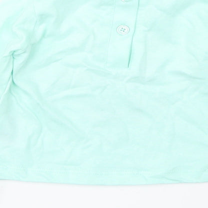 Dunnes Stores  Green  100% Cotton Basic T-Shirt Size 0-3 Months Round Neck Button - St. Patrick's day
