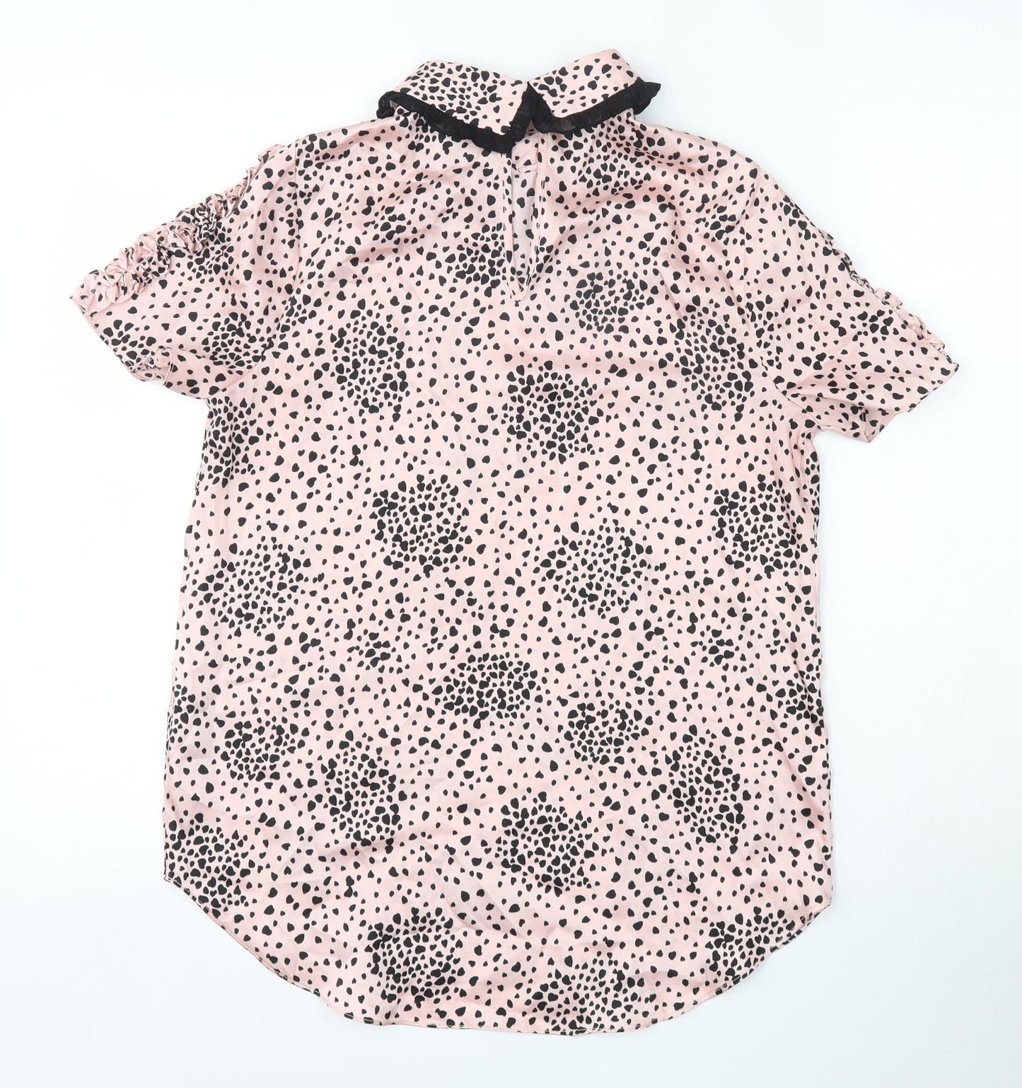 River Island Womens Pink Geometric Polyester Basic Blouse Size 8 Collared