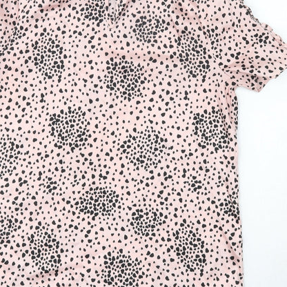River Island Womens Pink Geometric Polyester Basic Blouse Size 8 Collared