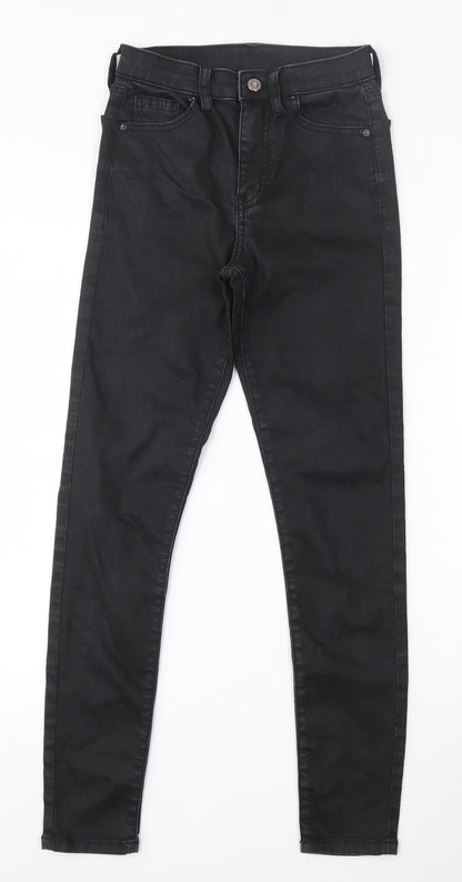 Topshop Womens Black  Cotton Skinny Jeans Size 25 in L27 in Slim Button