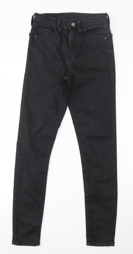 Topshop Womens Black  Cotton Skinny Jeans Size 25 in L27 in Slim Button