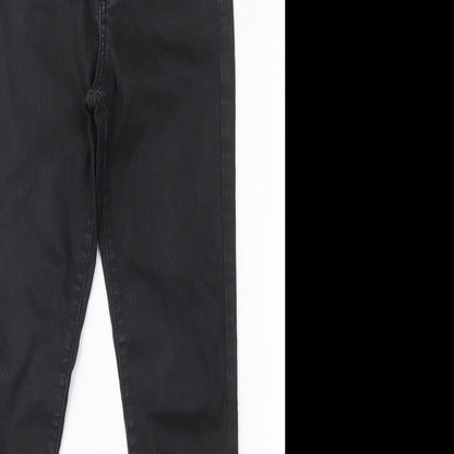 Topshop Womens Black  Cotton Skinny Jeans Size 25 in L27 in Slim Button