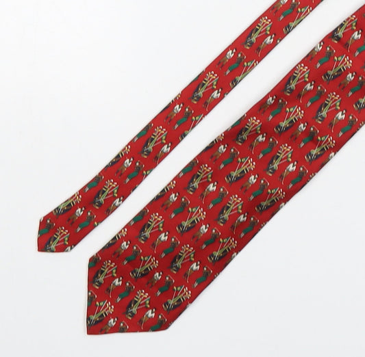 Marks and Spencer Mens Multicoloured Geometric Silk Pointed Tie One Size - Golf