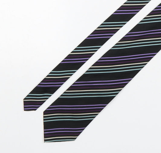 Autograph Mens Multicoloured Striped Silk Pointed Tie One Size