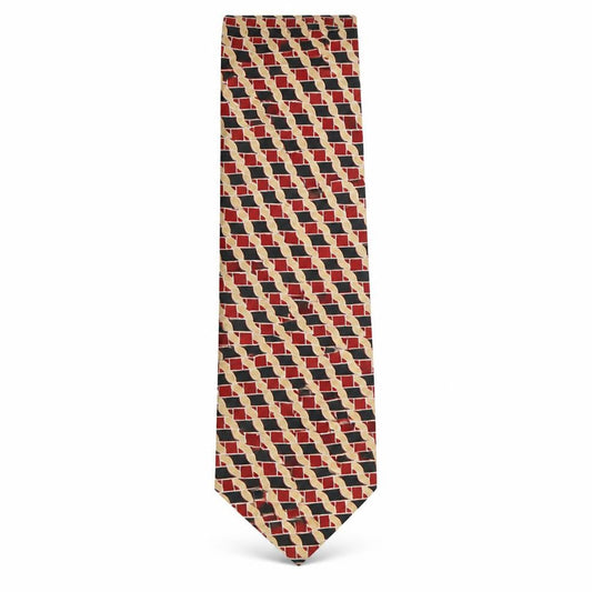 Front view of Pica Sador men’s multicoloured geometric silk pointed tie one size