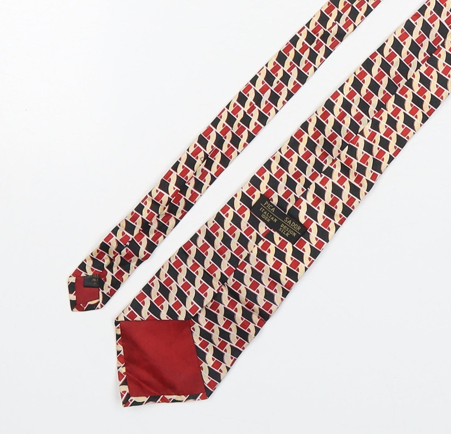Pica Sador Mens Multicoloured Geometric Silk Pointed Tie One Size