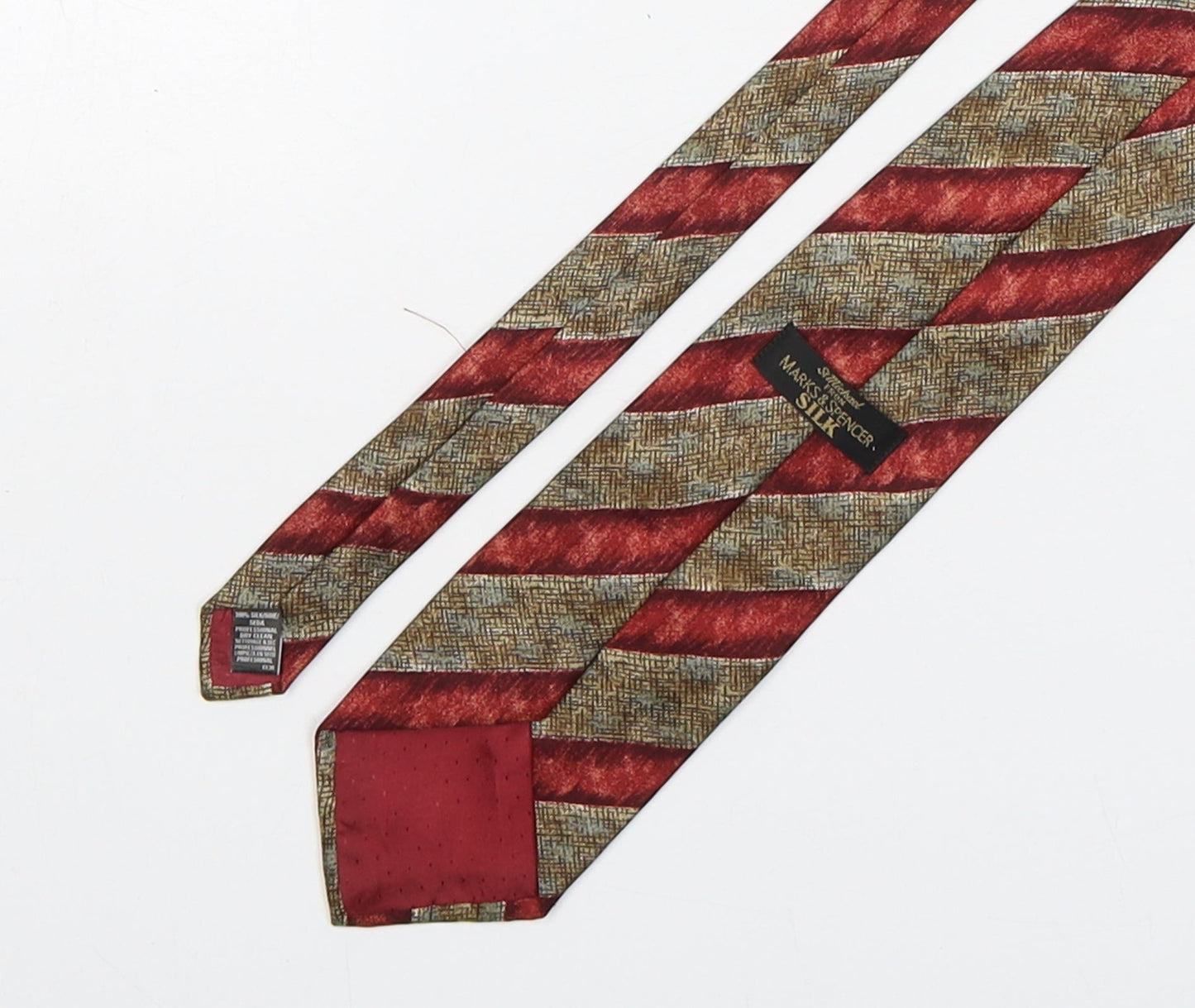 Marks and Spencer Mens Multicoloured Striped Silk Pointed Tie One Size