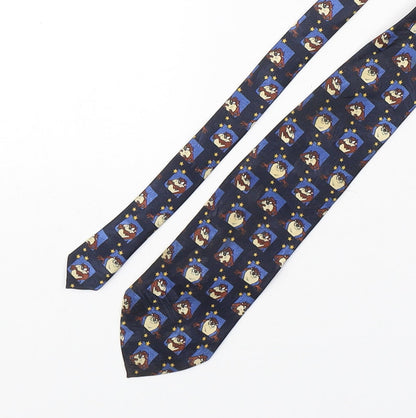 George Mens Multicoloured Geometric Polyester Pointed Tie One Size - Tasmanian Devil
