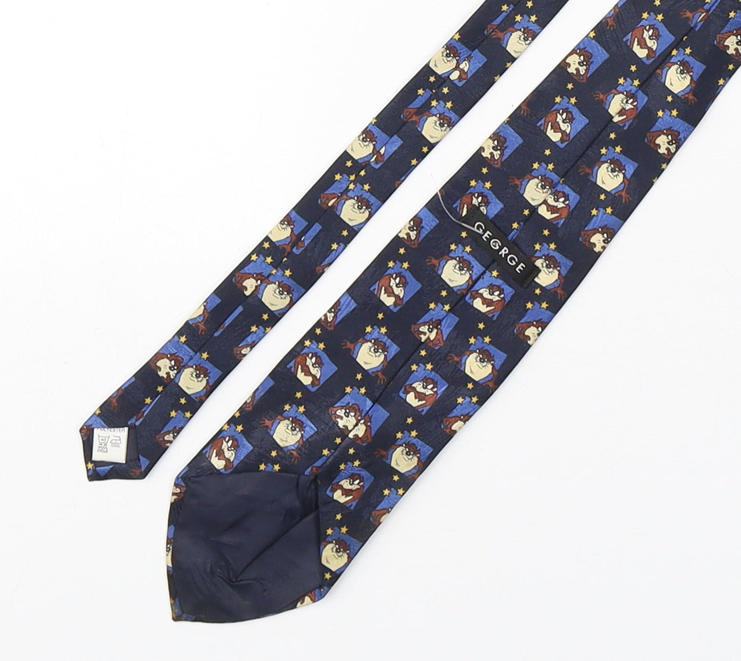 George Mens Multicoloured Geometric Polyester Pointed Tie One Size - Tasmanian Devil