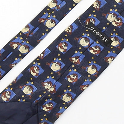 George Mens Multicoloured Geometric Polyester Pointed Tie One Size - Tasmanian Devil